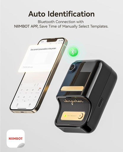 NIIMBOT B21 Label Maker Inkless Bluetooth Label Printer, 2 Inch Portable Thermal Sticker Maker for Small Business, Address, Logo, Clothing, Mailing, Candles, Jewelry, Sticker Printer for Gift, Black