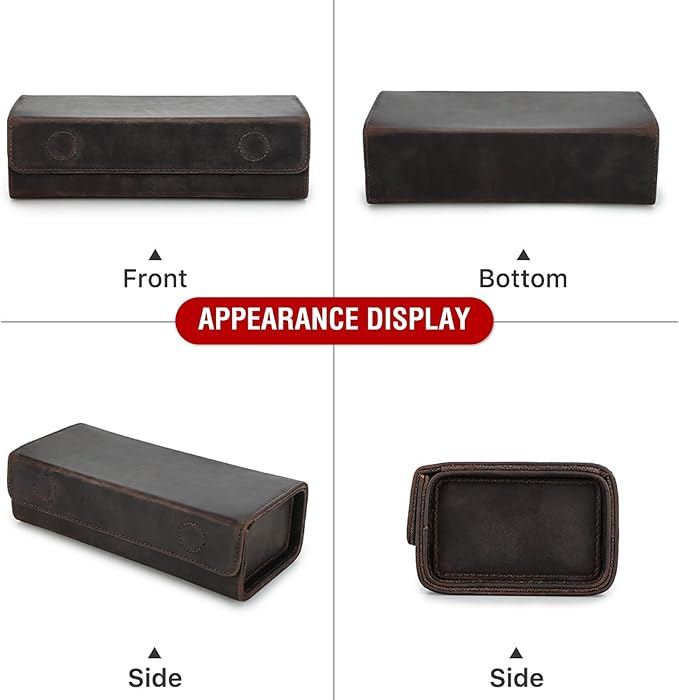 CataPurus Sunglasses Organizer Case for Man & Woman, Top Grain Leather & Handmade, Portable Travel Eyeglasses Storage Holder