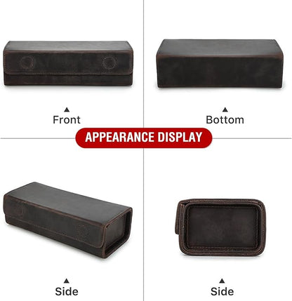 CataPurus Sunglasses Organizer Case for Man & Woman, Top Grain Leather & Handmade, Portable Travel Eyeglasses Storage Holder