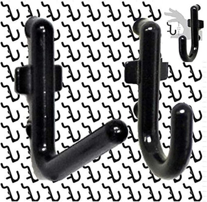 WallPeg 100 Pegboard Peg Hooks – Durable, Self-Locking Black Peg Board Hooks - 50 J & 50 L Style FlexLock Peg Hooks for Hanging Tools, Storage, and Wall Organization - Fits 1/4" Peg Holes