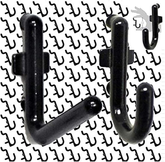 WallPeg 100 Pegboard Peg Hooks – Durable, Self-Locking Black Peg Board Hooks - 50 J & 50 L Style FlexLock Peg Hooks for Hanging Tools, Storage, and Wall Organization - Fits 1/4" Peg Holes