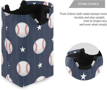 Laundry Storage Basket Basketball Baseball Sport Laundry Hamper Collapsible Organizer for Kids Room Dirty Cloth Toy Dorm Bag with Handle
