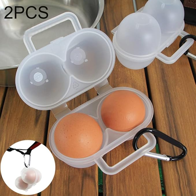 2pcs Eggs Carrier Egg Case, Plastic Eggs Storage Box with D Buckle, Portable Egg Container, Convenient Kitchen Tools for 2 Eg-g Case Outdoor Camping