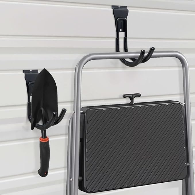 Slatwall Hooks Heavy Duty Slat Wall Accessories Garage Large J Slatwall Hooks Assortment, Slatwall Panel Hooks, Black(10 Pack)