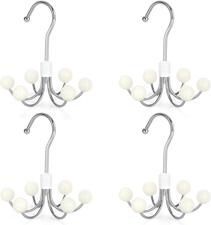 TOPIA HANGER Hoodie Hangers 4-Pack with 6 Wood Balls, 360°Swivel Purse Hanger, Scarf Hanger, Closet Hooks, Handbag Organizer, Bra Hanger, Accessory Organizers for Scarf, Tanktop, Hat, Hoodie CT57W