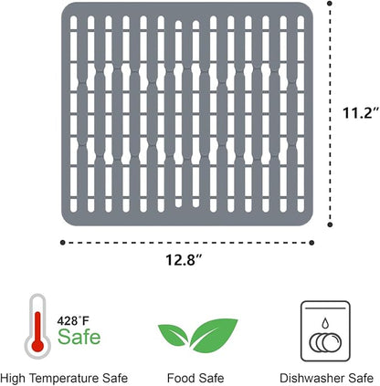 iSPECLE in Sink Dish Drying Rack with Silicone Sink Protector - Expandable Capacity Dish Drainer with Utensil Holder, 15.8''-20.7'' L x 12" W, Large, Black