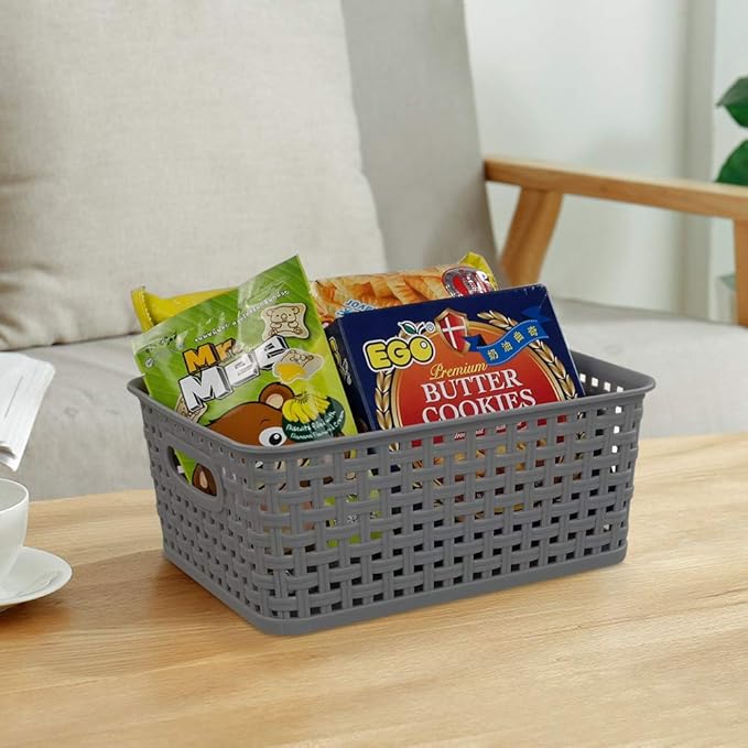 Pekky Grey Plastic Storage Baskets, Classroom Organization Baskets, 6 Packs
