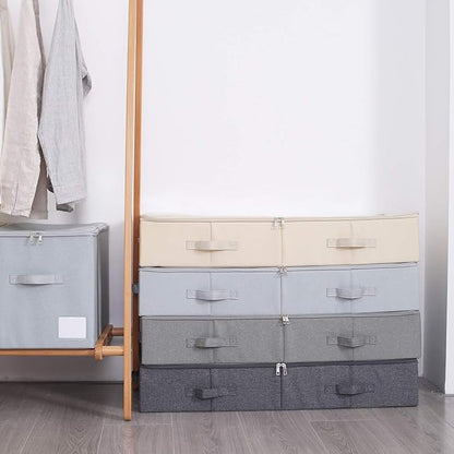 iwill CREATE PRO 31.5"(85cm) Length Spacious Visible Lidded Under Bed Storage Bins for Shoes, Blankets, Toys Organization Containers, Wedding Dress Storage Box, Beige