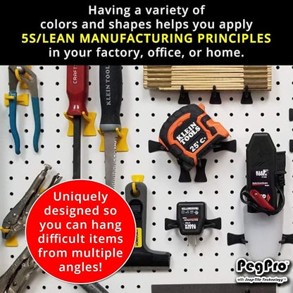 PegPro™ 2" Straight Hooks for 1/4" Pegboards - Secure Plastic Hooks for Your Wall Organizer - for Craft Storage, Garage, Kitchen, Tools and More (24 ct., Blue)