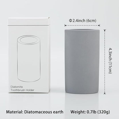 Coengwui Diatomite Toothbrush Holder for Bathroom Sink, Countertop Organizer, Quick Dry Stand Cup for Toothpaste, Razors, Makeup Brushes - Water-Absorbent & Quick-Drying (Dark Grey, Height 4.3")
