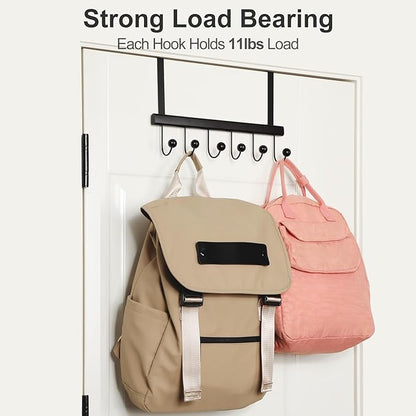 TOPIA HANGER Over The Door Hooks for Hanging, Towel Hooks Towel Racks for Bathroom, Coat Hooks Coat Rack Over The Door Organizer Hanging, Wooden Door Hangers for Coat Towel Hat Purse CT71B