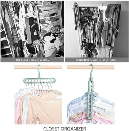 YZÉ BY YIZHE 【9-Space Saving Hangers】, 【Heavy Duty PP Plastic】 【Cascading Hanger Organizer 】 with Anti-Skid Foldable Design for Closet (Random, 10)