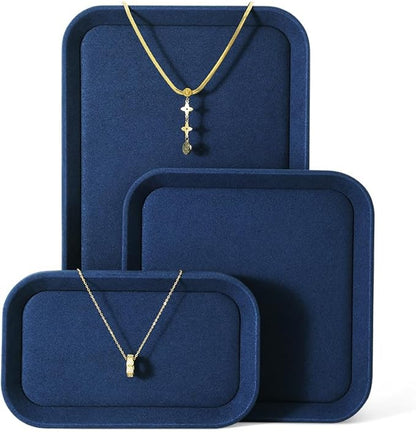 Yinbeini Jewelry Display, Microfiber Valet Tray,Luxury Jewelry Drawer Organizer,Premium Flat Tray,Blue Jewelry Tray