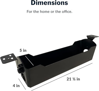 Vari Cable Management Tray - Under Desk Cord & Wire Organizer - Ideal for Home Office Sit Stand Desks - Fits Adjustable Electric Standing Desk 48x30, 60x30, 60x24, 72x30 - Easy Assembly (Black)