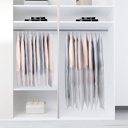 Univivi Clear Garment Bag Lightweight Dresses Bags (Set of 16) Hanging Clothes Cover, Full Zipper Suit Bags for Closet Storage -24'' x 60''