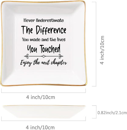 Spegiffu Retirement Gifts for Women Coworker Leaving Gifts Going Away Gift Retirement Gift Jewelry Dish for Friends Retired Teachers Nurses Doctor Boss Goodbye Farewell Gifts for Coworkers New Job
