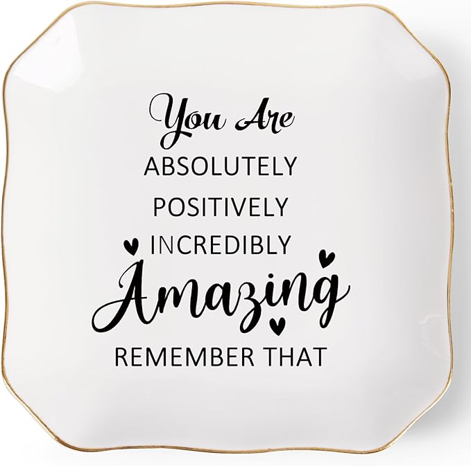 Jelershy Birthday Gifts for Women Ring Jewelry Dish Tray, You Are Amazing Gifts for Women Friend Coworker Mom Sister Teacher Retirement Thank You Cheer Up Inspirational Encouragement Gift for Woman