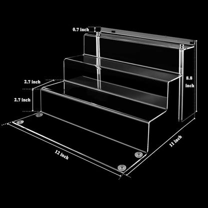 LileZbox Acrylic Display Risers Shelf for Pops Figures, Clear 4-Step Display Stand for Display Or Collection( 12 X 9 in) (large-2 pack)