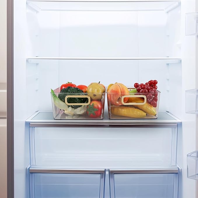 Ziglous Clear Plastic Organizing Bins, Plastic Pantry Storage Baskets for Fridge, 6-Packs