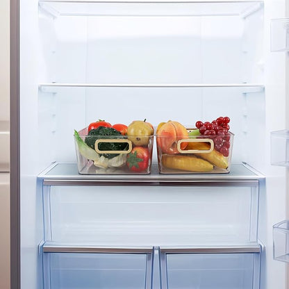 Ziglous Clear Plastic Organizing Bins, Plastic Pantry Storage Baskets for Fridge, 6-Packs