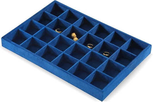 Earring Organizer Tray, Velvet Jewelry Trays，Premium Rock Organizer,Luxury Earring Storage,Blue Earring Case