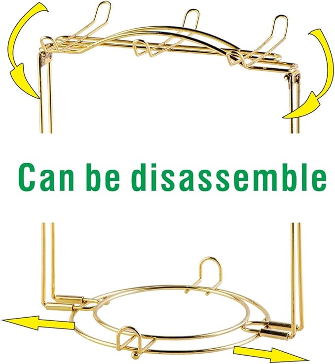 YOLIFE Tea Cup Holder for Countertop, Gold Metal Cup and Saucer Display Stand, Foldable Tea Station Organizer, Espresso Coffee Cups Rack for Home or Bar Decor