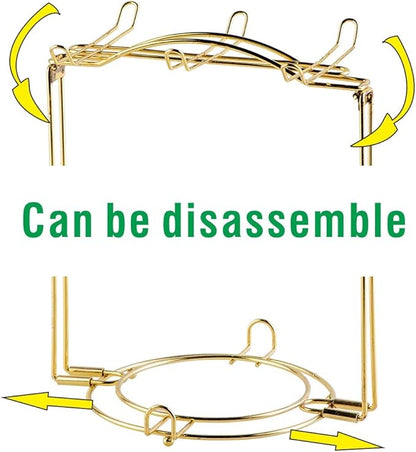 YOLIFE Tea Cup Holder for Countertop, Gold Metal Cup and Saucer Display Stand, Foldable Tea Station Organizer, Espresso Coffee Cups Rack for Home or Bar Decor