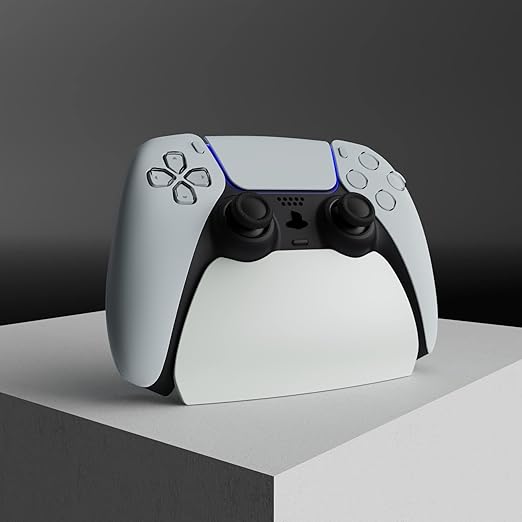 PlayVital White Controller Display Stand for ps5, Gamepad Accessories Desk Holder for ps5 Controller with Rubber Pads
