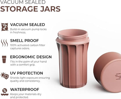 Staze Preserve Vacuum Sealed Storage Jars (148ml) | Herb Storage & Food Storage Container with Protection - (CLAY)