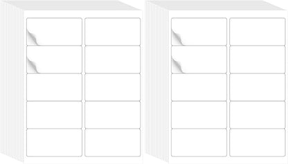 L LIKED 2" x 4" Label Stickers, Printable White 10 per Sheets Total 1000 Labels for Laser/Inkjet Printing - Matte (1000 Labels) (Pack of 2)