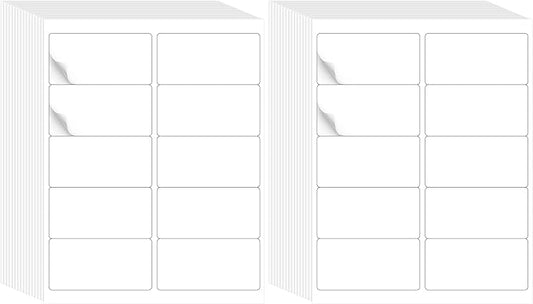 L LIKED 2" x 4" Label Stickers, Printable White 10 per Sheets Total 1000 Labels for Laser/Inkjet Printing - Matte (1000 Labels) (Pack of 2)