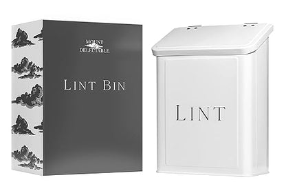 Magnetic Lint Bin for Laundry Room, 2.5L Space-Saving Laundry Trash Can, Wall Mounted or Freestanding Dryer Lint Holder, White Farmhouse Design