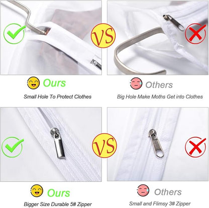 Garment Bags for Hanging Clothes 24'' x 55 '' (Set of 6) Transparent Lightweight Breathable Coat Covers for Closet with Study Full Zipper for Long Dress Clothes Storage [Upgraded Version]