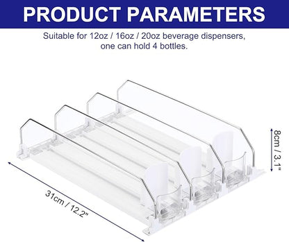 uxcell 3pcs Soda Can Organizer for Refrigerator, Self-Pushing Drink Organizer for Fridge, Width Adjustable Drink Dispenser Beverage Pusher For Pantry Vending Machine, White