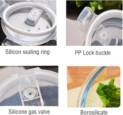 24 Oz Round Glass Food Storage Container, 3 Cup Round Glass Soup Container with Airtight Lids BPA free, Leak proof Borosilicate Storage bowls, Dishwasher Microwave Freezer Safe (2 Pack)
