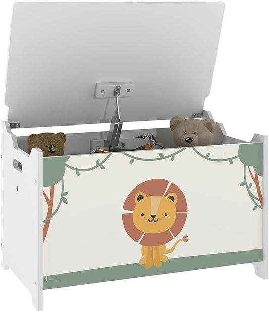 Qaba Toy Box with Lid, Toy Chest with Safety Hinges for Kids Boys Girls, Storage Organizer for Living Room, Playroom, Nursery, Bedroom, 24" L x 15" W x 15" H, Green