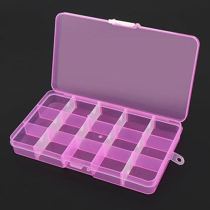 OriGlam 1pcs 17x10CM Plastic Organizer Storage Box with Adjustable Dividers, Jewelry Storage Container Box for Office Supplies Beads Crafts Fishing Tackles (Pink)