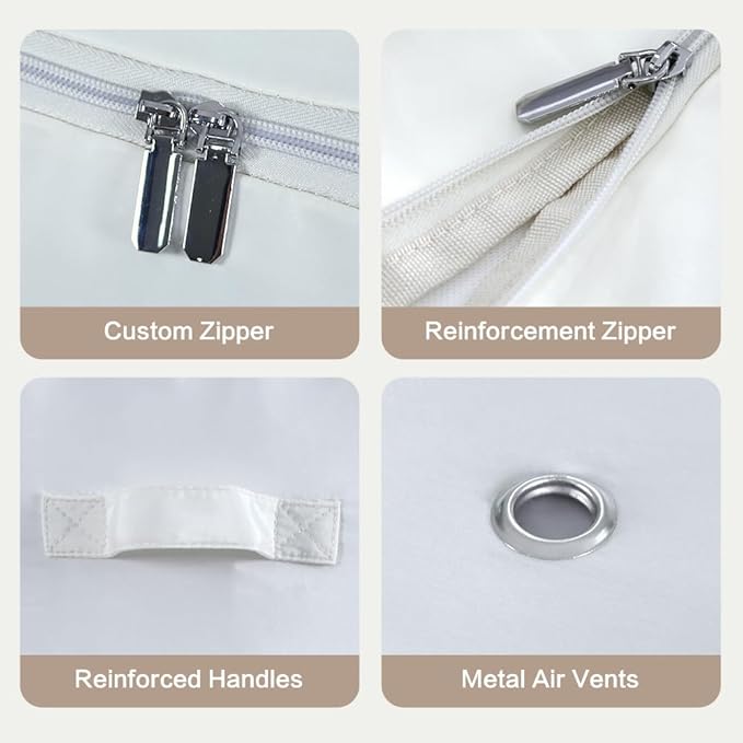 Space Saving Self Compression Organizer,Compression Storage Bags for Bedding and travel,Storage bags for Blankets Duvet Quilts Pillows, Comforter Storage with zippered ventilation holes（beige XL）