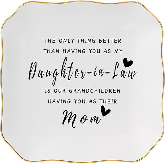 Jelershy Daughter in Law Gifts Jewelry Dish Tray for Future Daughter in Law Wedding Birthday Christmas Mothers Day Valentines Gift- The Only Thing Better Than Having You As My Daughter in Law