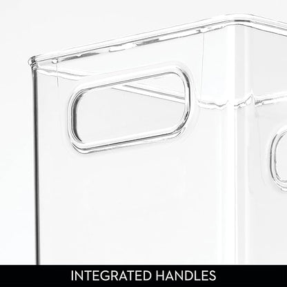 iDesign Pantry Storage Bins with Handles - Cube Organizer Bins for Cabinets or Fridge - Set of 4 - Clear