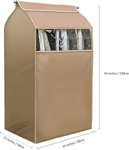 Hanging Garment Storage Bag Clothes Dustproof Cover With Clear Window In Wardrobe/Moisture, Dust Resistant Protector Cover With Zipper (Not Including Frames)