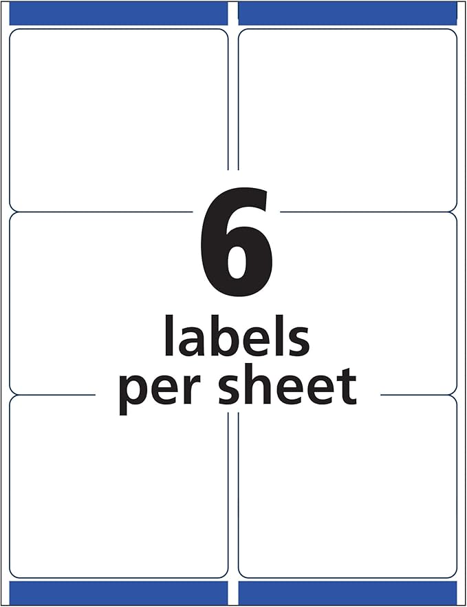 Avery Removable ID Labels, Sure Feed Technology, Removable Adhesive, 3-1/3" x 4", 150 Labels (6464) (Pack of 5)