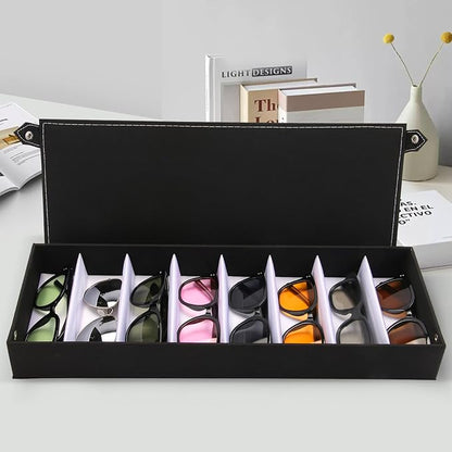 Baojulong 8-Slot Eyeglass Case Organizer - Stylish Storage for Sunglasses & Glasses, Ideal for Home Use & Eyewear Collectors