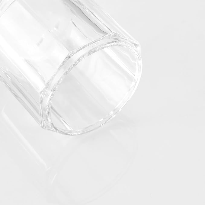 Indecor Home Clear Transparent Apothecary Octagional Shaped Glass Canister Jar With Satin Nickel Metal Lid Cover for Bathroom Organization, Cotton Balls, Q Tips, and Small Accessories, Bath Storage