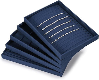 24 Grids Microfibrt Necklace Tray Jewelry Display Tray Necklace Holder Display Trays for Drawers With Removable Jewelery Cards Necklace Pendant Bracelet Storage Tray (Beige)