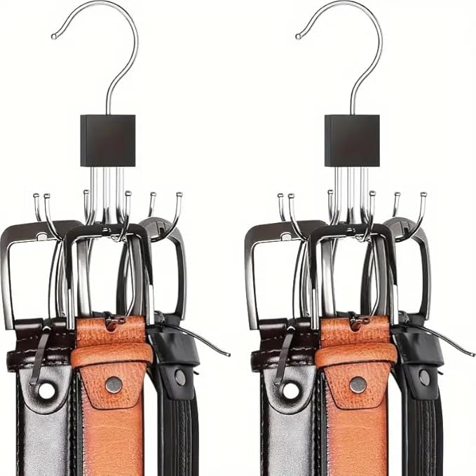 6-Arm Rotating Hanger – for Scarves, Belts, Bras, Vests, Ties, Hats & Handbags, Space-Saving Bedroom Organizer