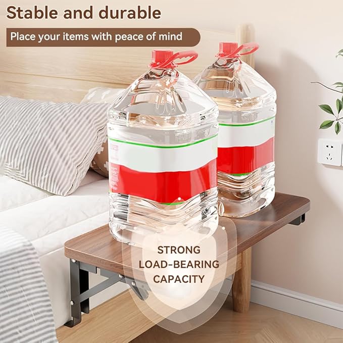 HomeBeyond Foldable Wooden Bedside Shelf, Simple Night Stand & Side Organizer for Phone, Tablet, Water Cup, Books – No-Hole Bedside Caddy for Easy Storage