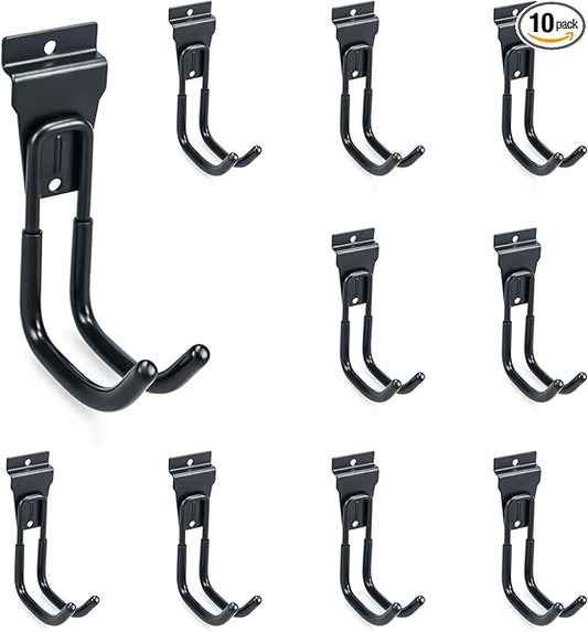 Slatwall Hooks Heavy Duty Slat Wall Accessories Garage Large J Slatwall Hooks Assortment, Slatwall Panel Hooks, Black(10 Pack)
