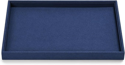 Microfiber Jewelry Tray Stackable Jewelry Drawer Organizer Trays Necklace Bracelet Holder for Necklace Bracelets Watches Perfume Organizer(Blue)