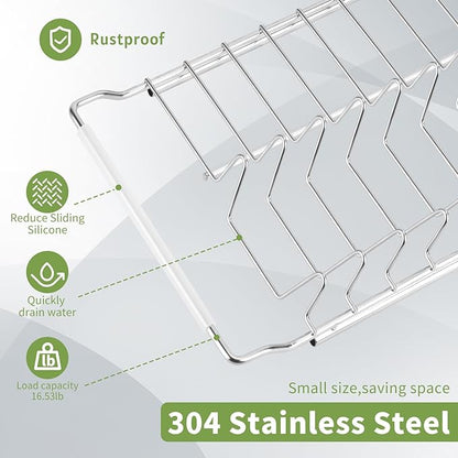 PapakeNook Space Saving Dish Drying Rack Small - Expandable Telescopic Over The Sink Drying Rack,304 Stainless Steel Dishrack for 13.58" - 21.65" Sinks.(Large)